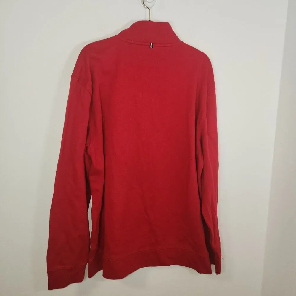 Tommy Hilfiger Red French Rib Quarter-Zip Knit Pullover XXL NWT